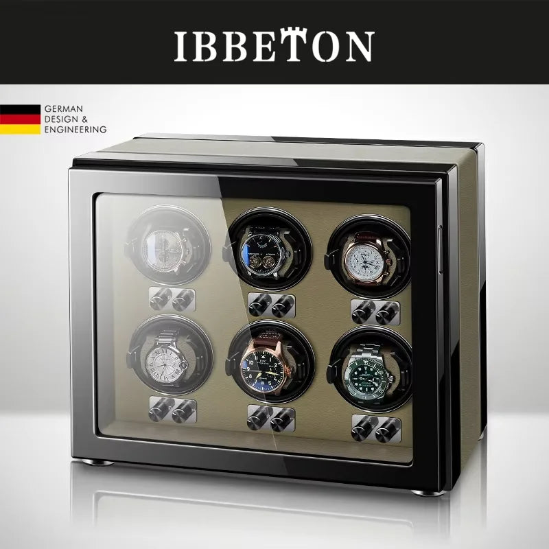 IBBETON Watch Winder Box for Automatic Watch Luxury Wood Watch Shaker Box Storage Smart Touch Screen 5 Rotation Modes