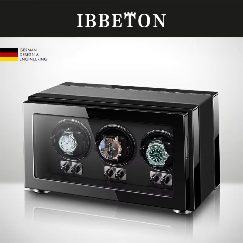 IBBETON Watch Winder Box for Automatic Watch Luxury Wood Watch Shaker Box Storage Smart Touch Screen 5 Rotation Modes