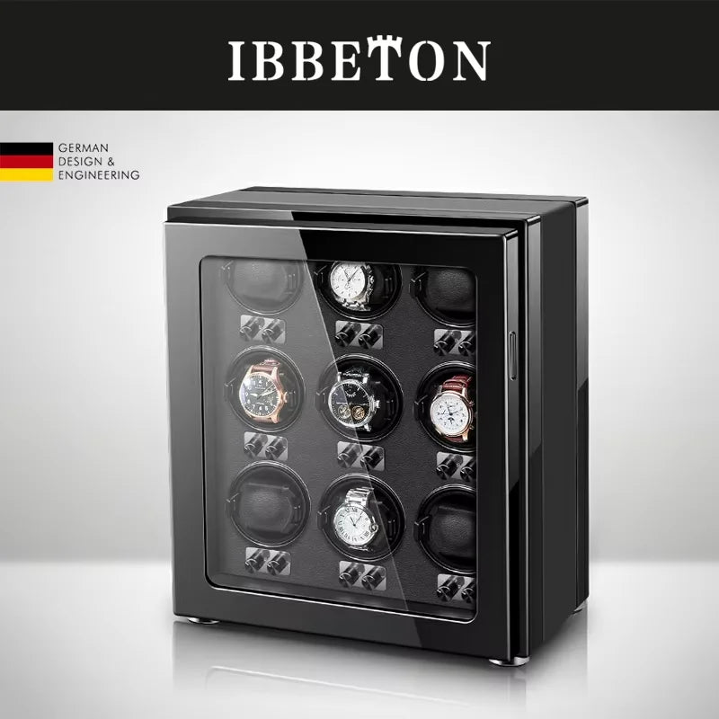 IBBETON Watch Winder Box for Automatic Watch Luxury Wood Watch Shaker Box Storage Smart Touch Screen 5 Rotation Modes