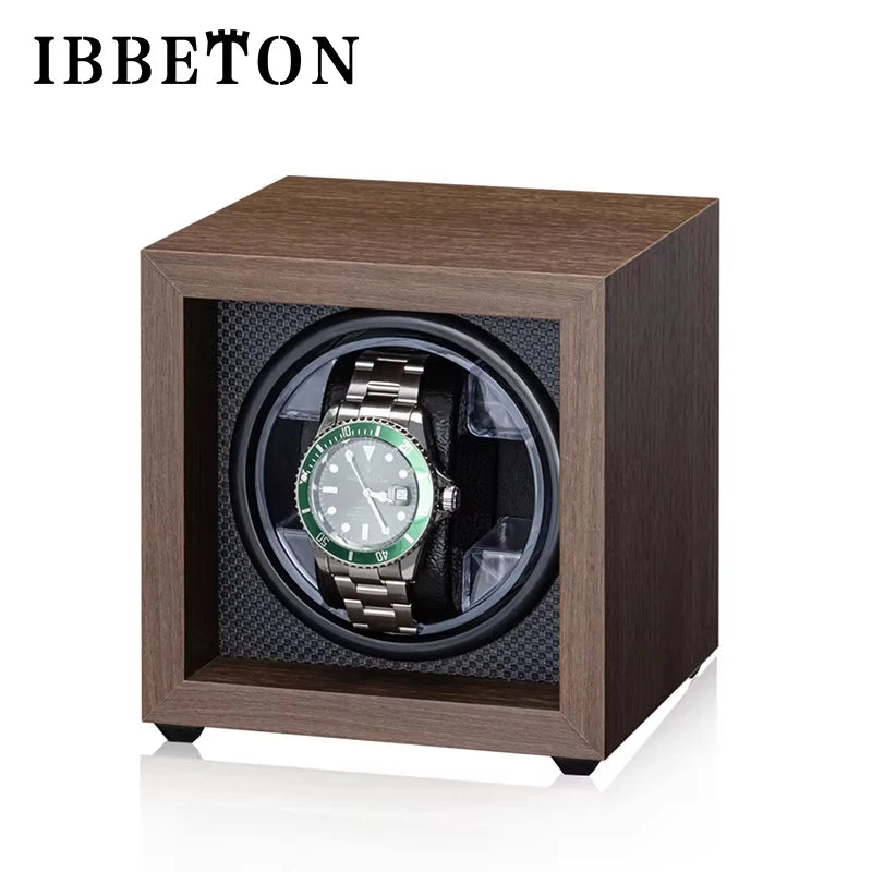 IBBETON Black Walnut Grain Wooden Automatic Mechanical Watch Winder Multi-Watch Household Watch Boxes Cases