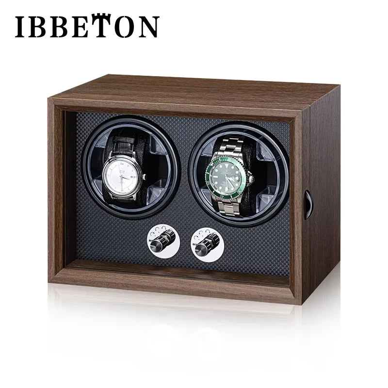 IBBETON Black Walnut Grain Wooden Automatic Mechanical Watch Winder Multi-Watch Household Watch Boxes Cases
