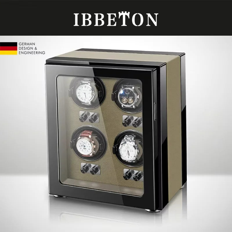 IBBETON Watch Winder Box for Automatic Watch Luxury Wood Watch Shaker Box Storage Smart Touch Screen 5 Rotation Modes