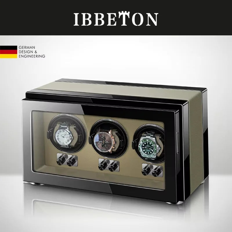 IBBETON Watch Winder Box for Automatic Watch Luxury Wood Watch Shaker Box Storage Smart Touch Screen 5 Rotation Modes