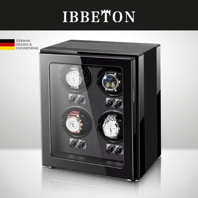 IBBETON Watch Winder Box for Automatic Watch Luxury Wood Watch Shaker Box Storage Smart Touch Screen 5 Rotation Modes