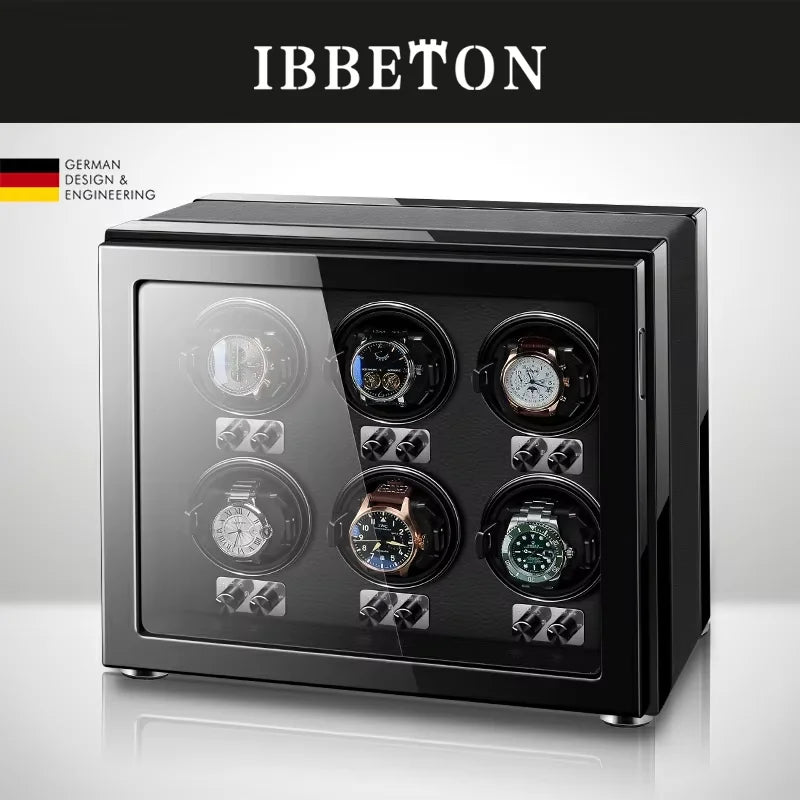 IBBETON Watch Winder Box for Automatic Watch Luxury Wood Watch Shaker Box Storage Smart Touch Screen 5 Rotation Modes