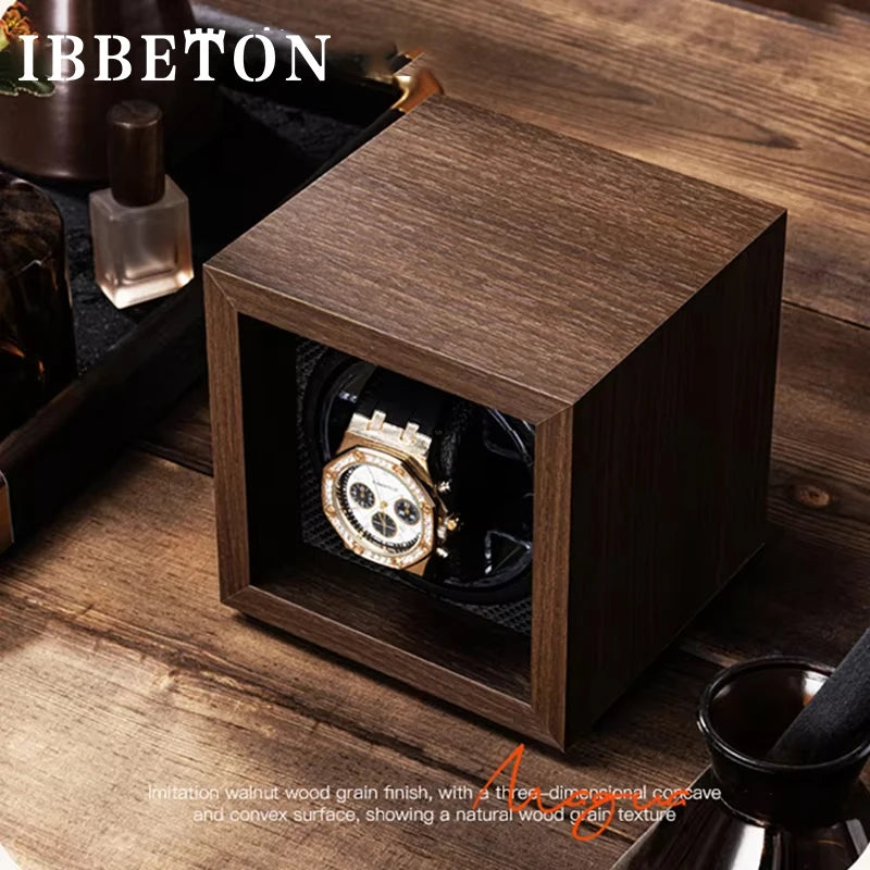 IBBETON Black Walnut Grain Wooden Automatic Mechanical Watch Winder Multi-Watch Household Watch Boxes Cases