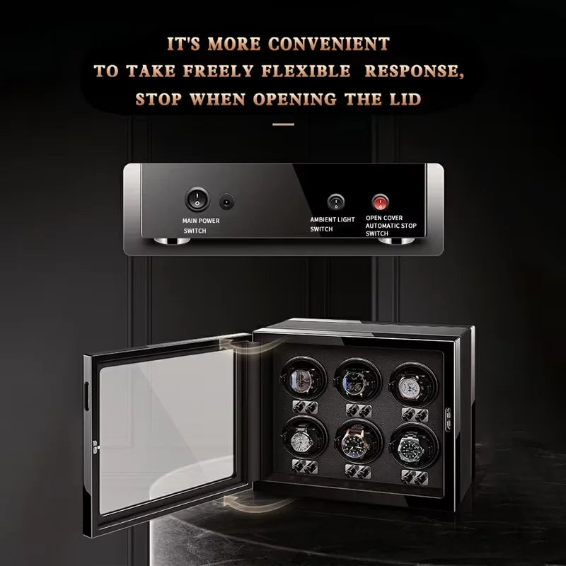 IBBETON Watch Winder Box for Automatic Watch Luxury Wood Watch Shaker Box Storage Smart Touch Screen 5 Rotation Modes